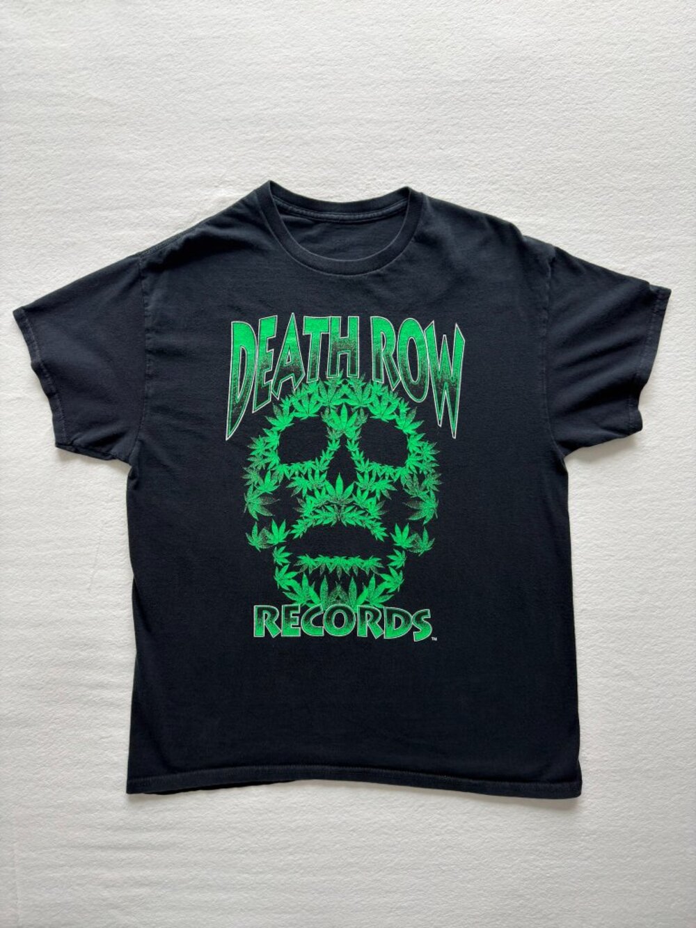 Death Row Records Skull Leaf Graphic Rap Tee Mens S Black Hip Hop 90s Unisex